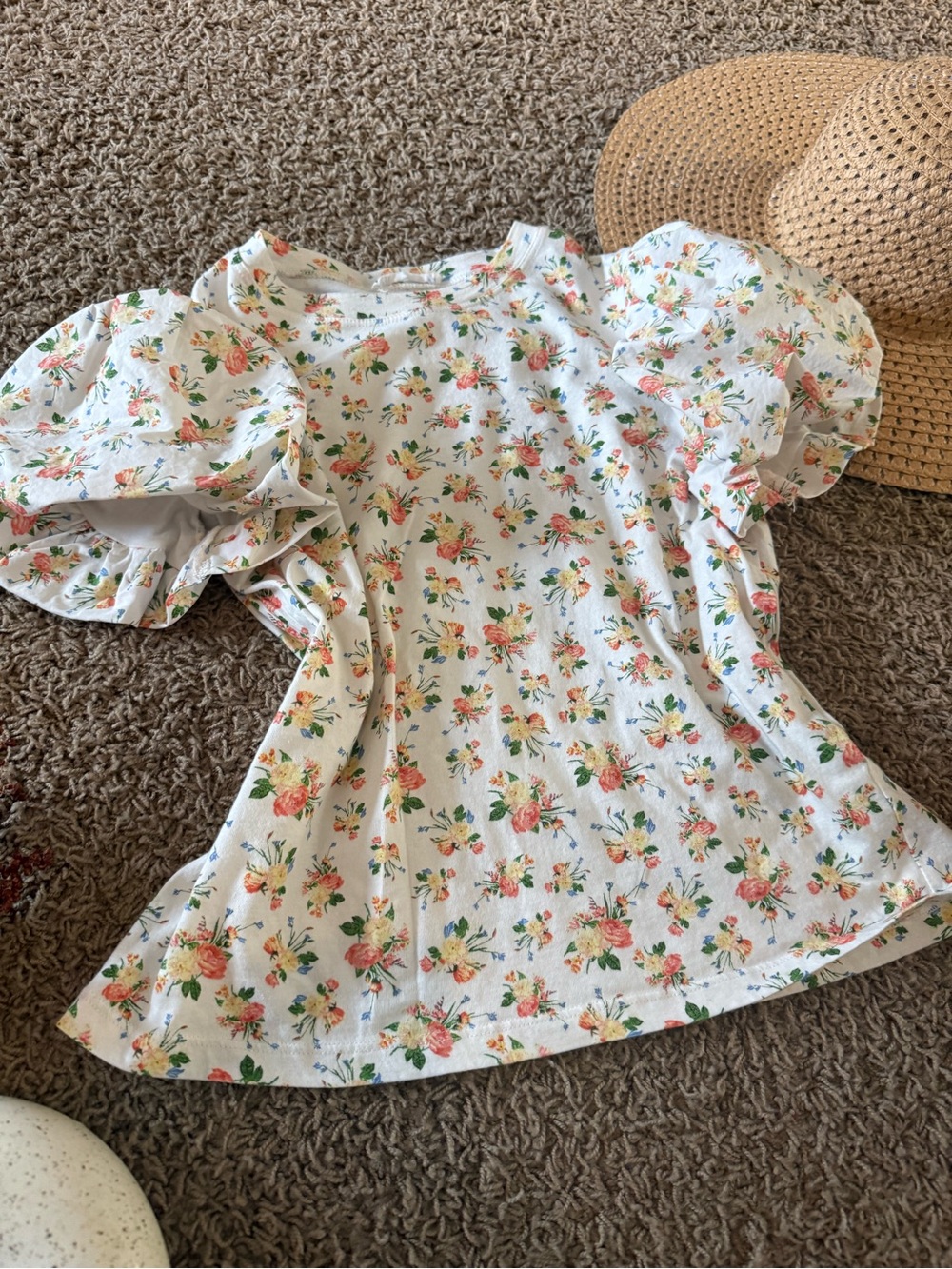 ZARA Puff Sleeve Floral Top, S